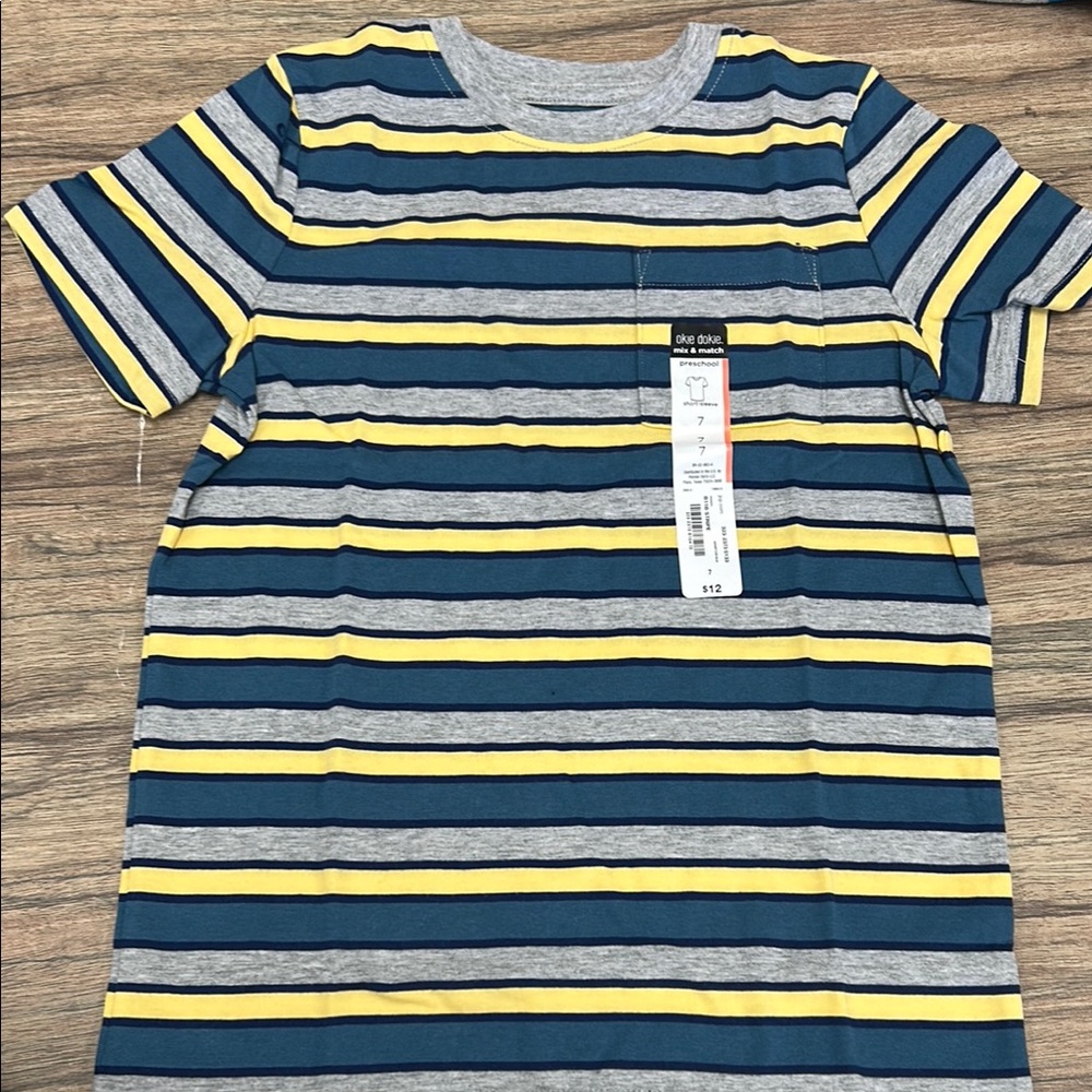 Okie Dokie Blue and Yellow Short Sleeve Tee
